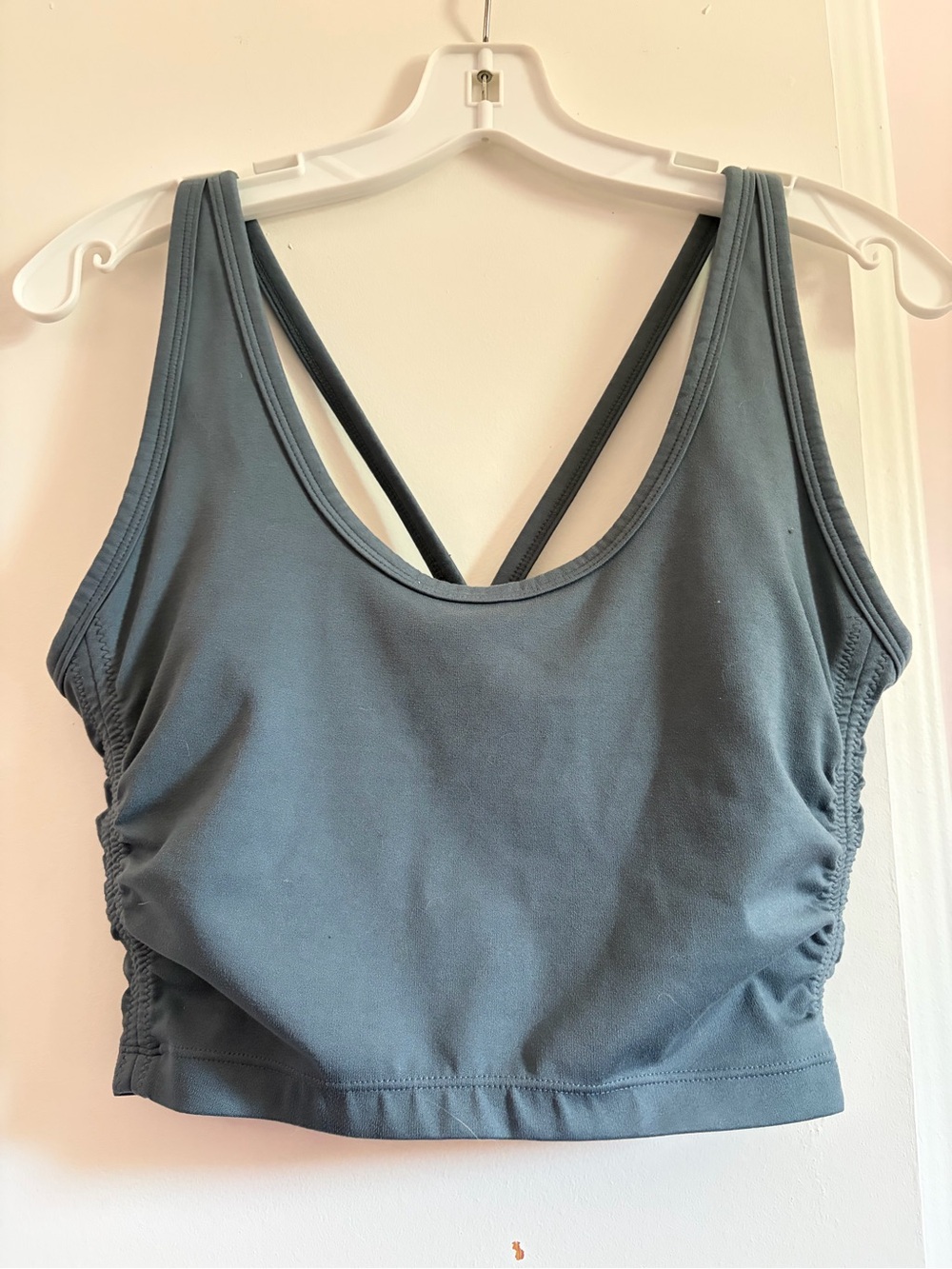 Zella Slate Blue Strappy Crop Sports Bra Size M